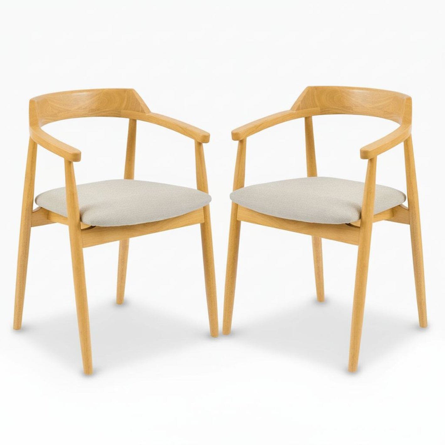 Carter Fawn Linen Dining Armchairs - Set of 2 - Pale Oak Legs - Image 6