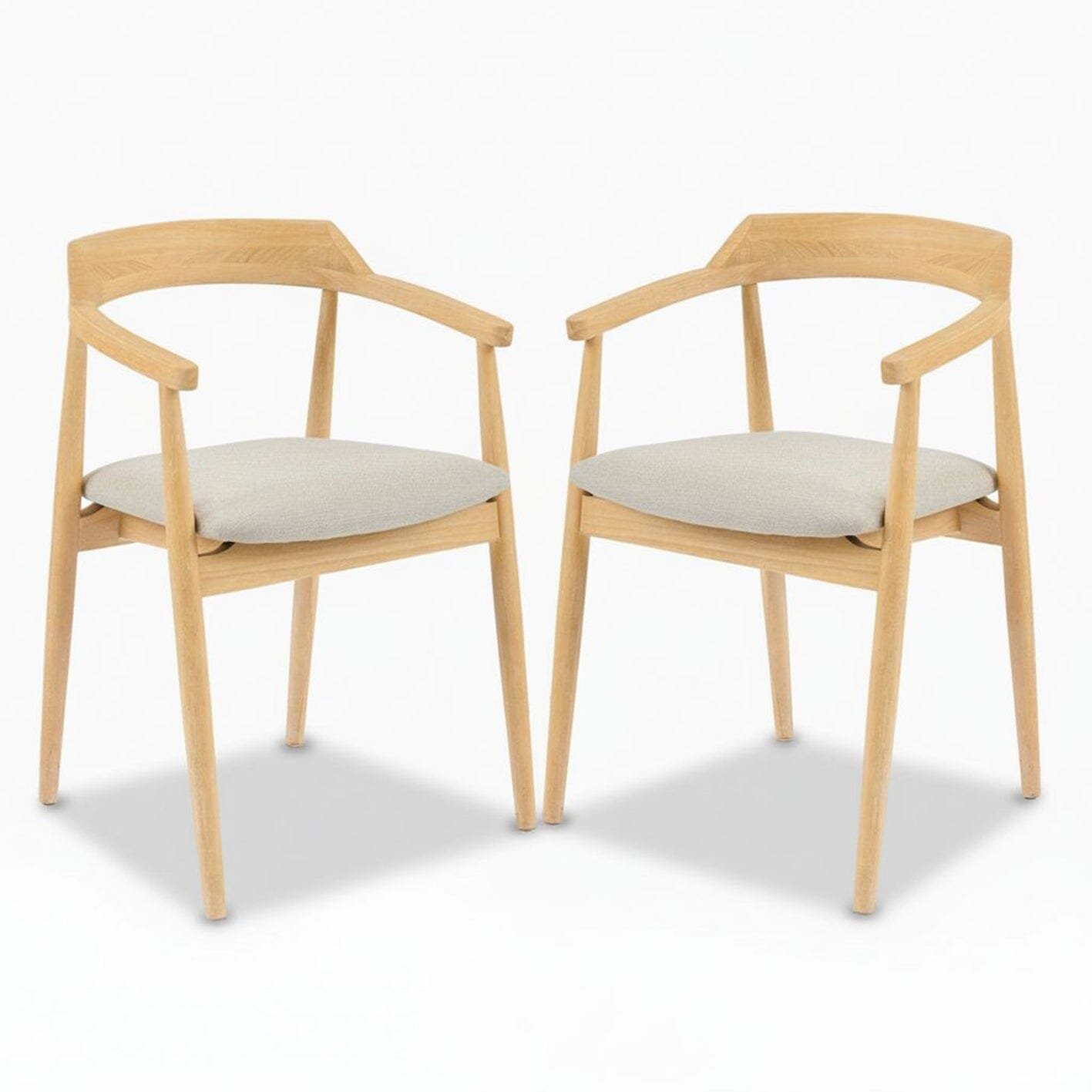 Carter Fawn Linen Dining Armchairs - Set of 2 - Whitewash Oak Legs - Image 7