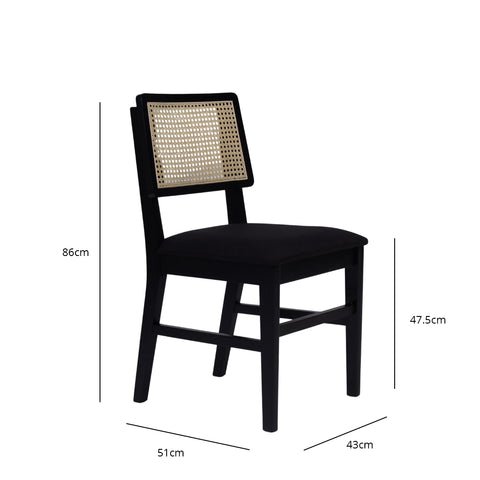 Charlie Black Dining Chair with Cane Backs