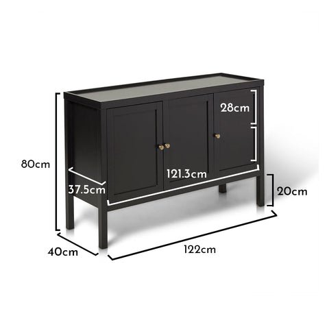 Outlet - Charlie 3 Door Sideboard - Noir Black 1 Charlie Noir Black Three Door Sideboard - Laura James