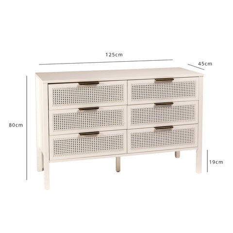 Charlie 6 Drawer Chest of Drawers - White