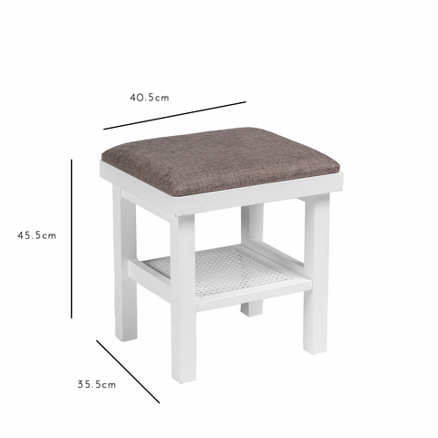 Outlet - Charlie Dressing Table Stool - White