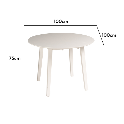 Outlet - Charlie White Round dining table - with drop leaf 1 Charlie Drop Leaf White Table - Laura James