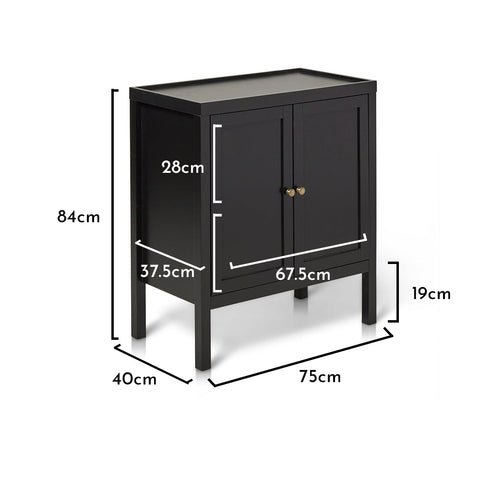 Outlet - Charlie 2 Door Small Sideboard - Noir Black 1 Charlie Noir Black 2 Door Sideboard - Laura James