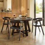 Charlotte Black Oak Round Dining Table Set - 4 Seater - Ella Black Dining Armchairs