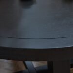 Charlotte Black Oak Round Dining Table Set - 4 Seater - Freya Sand Dining Chairs - Black Oak Legs - Image 5