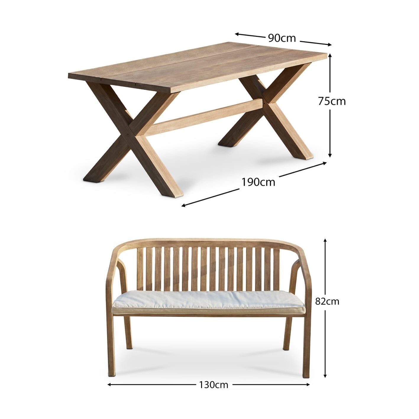 Charlotte 6 Seater Wooden Garden Dining Set with Shiro Cushioned Benches - Image 15