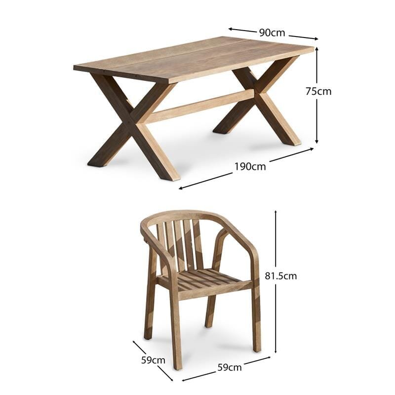 Charlotte 6 Seater Wooden Garden Dining Set with 6 Shiro Chairs - Image 17