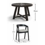 Charlotte Black Oak Round Dining Table Set - 4 Seater - Ella Black Oak Carver Chairs - Off White Boucle - Image 15