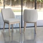 Chloe Light Beige Boucle Dining Chairs - Set of 2 - Whitewash Oak Legs - Image 4