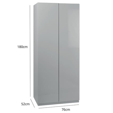 Outlet - Clemmie Double Wardrobe - Grey 1 Outlet - Clemmie Double Wardrobe - Grey