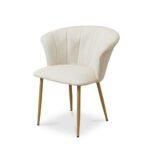 Outlet - Cleo Dining Chair Set of 2, Light Beige Boucle with Gold Legs - Image 6