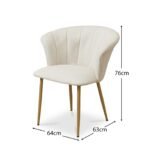 Outlet - Cleo Dining Chair Set of 2, Light Beige Boucle with Gold Legs - Image 7