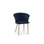 Cleo Ink Blue Dining Chairs - Set of 2 - Gold Legs - Image 4