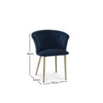 Cleo Ink Blue Dining Chairs - Set of 2 - Gold Legs - Image 6