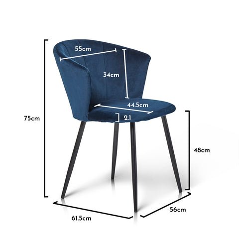 Cleo Blue Velvet Dining Chair - Laura James