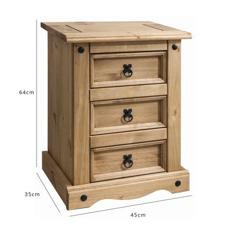 Outlet - Corona Bedside Table - 3 Drawers 1 Outlet - Corona Bedside Table - 3 Drawers