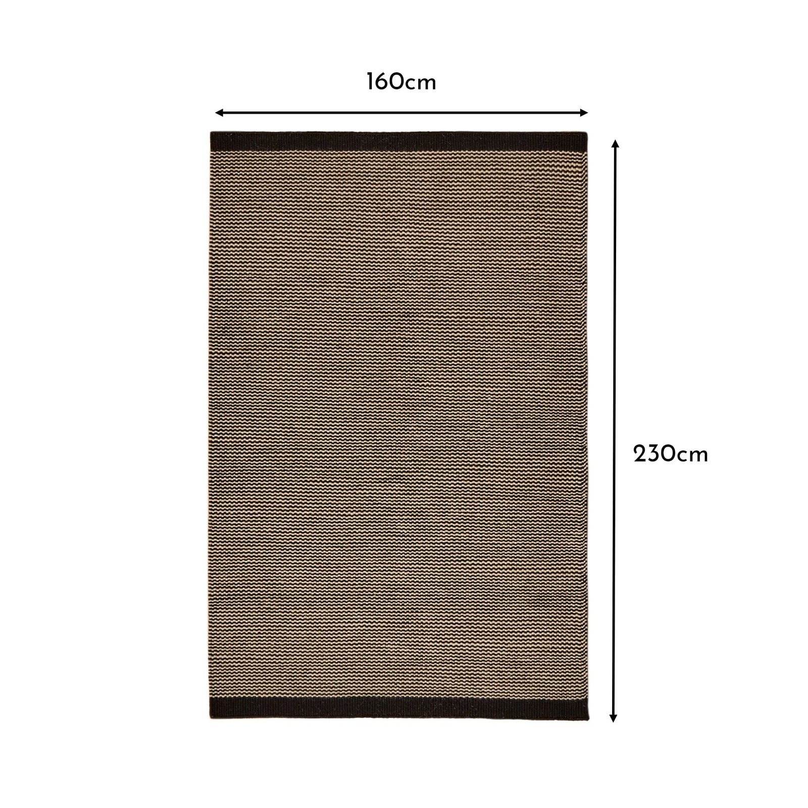 Outlet - Cotham Black & Natural Striped Wool with Cotton Rug - 160 x 230cm - Image 5