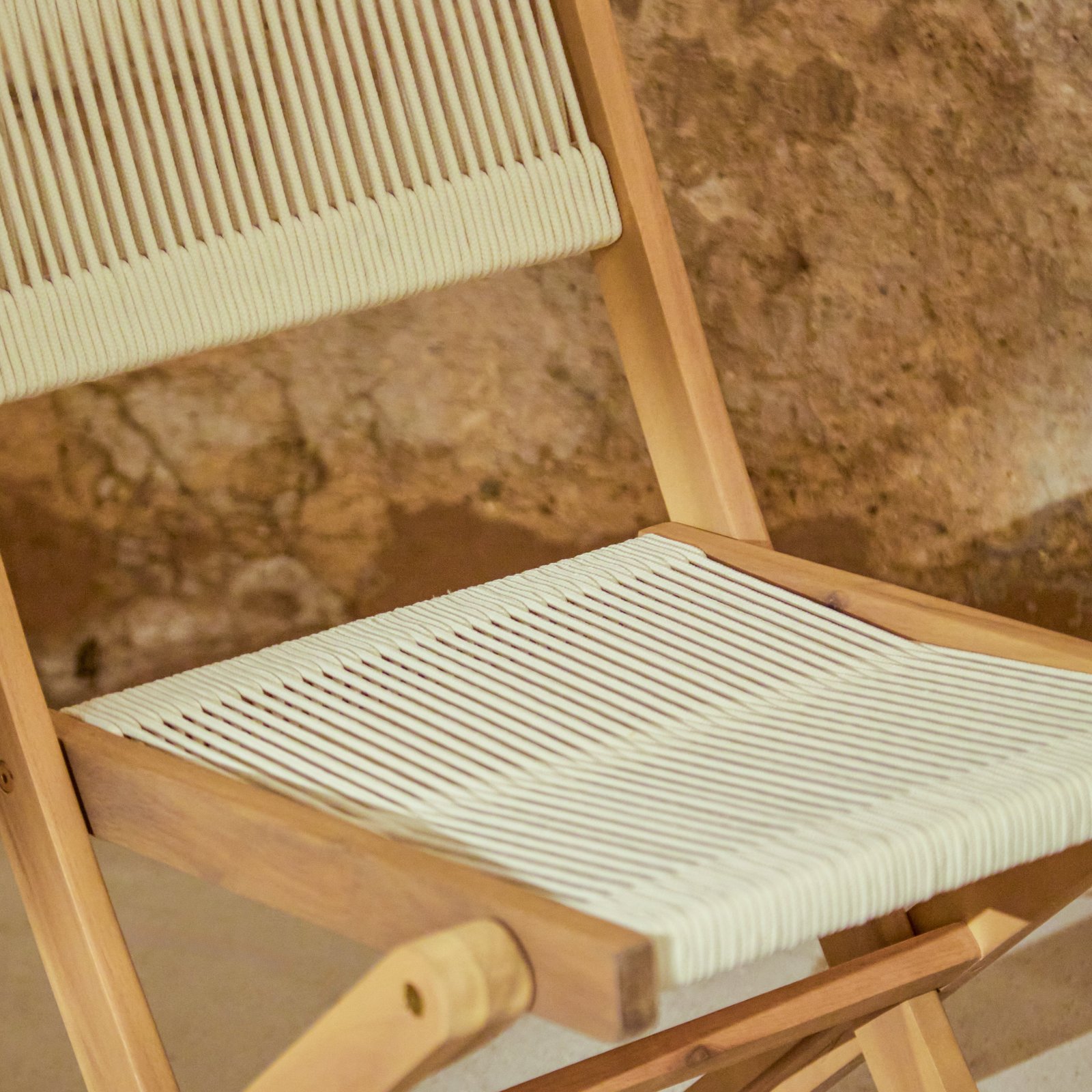 Cove White Acacia Garden Chair - Set of 2 - Beige Rope - Image 7
