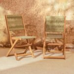 Cove White Acacia Garden Chair - Set of 2 - Mottled Green Rope - Image 2