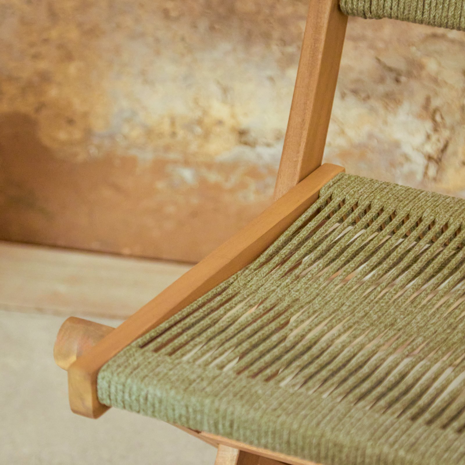 Cove White Acacia Garden Chair - Set of 2 - Mottled Green Rope - Image 4