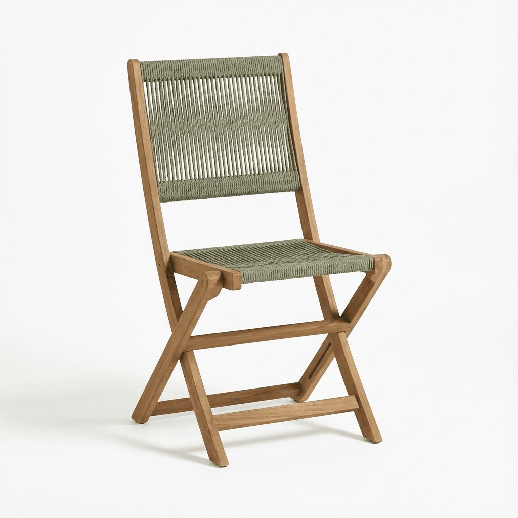Cove White Acacia Garden Chair - Set of 2 - Mottled Green Rope - Image 7