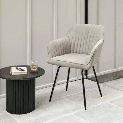 Outlet - Darcy Swivel Chair - Soft Beige with Black Legs