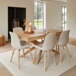 Outlet - Bella Dining Chair Set of 2, Light Beige Boucle with Whitewash Oak Legs - Image 2