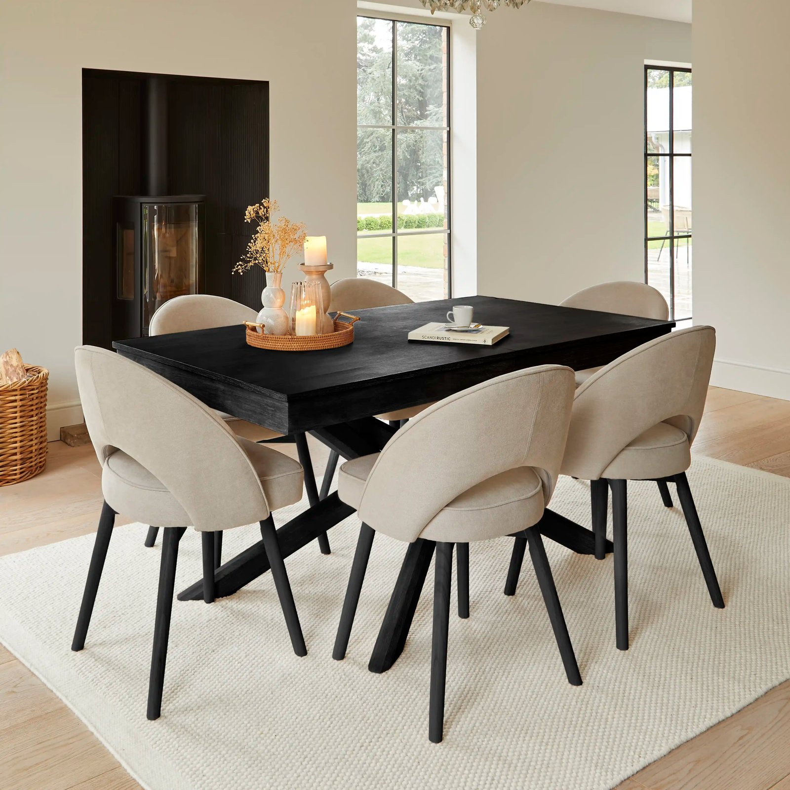 DAY_3_AMELIA_016-fullblack1copy_db1b5b68-90d1-4c0d-9a07-88e7ffefb936 Amelia Black Dining Table Set - 6 Seater - Marilyn Soft Beige Dining Chairs - Black Legs