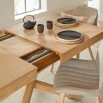 Amelia Whitewash Extending Dining Table Set - 6 Seater - Bella Light Beige Boucle Dining Chairs - Whitewash Legs - Image 5