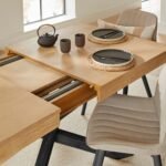 Amelia Whitewash Extendable Dining Table Set - 6 Seater - Bella Soft Beige Dining Chairs - Black Legs - Image 5