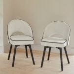 Jade Jet Black Rectangular Acacia Dining Table Set - 6 Seater - Marilyn Ivory with Black Piping Dining Chairs with Black Legs - Image 2
