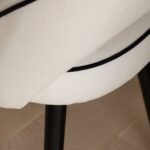 Jade Jet Black Rectangular Acacia Dining Table Set - 6 Seater - Marilyn Ivory with Black Piping Dining Chairs with Black Legs - Image 5