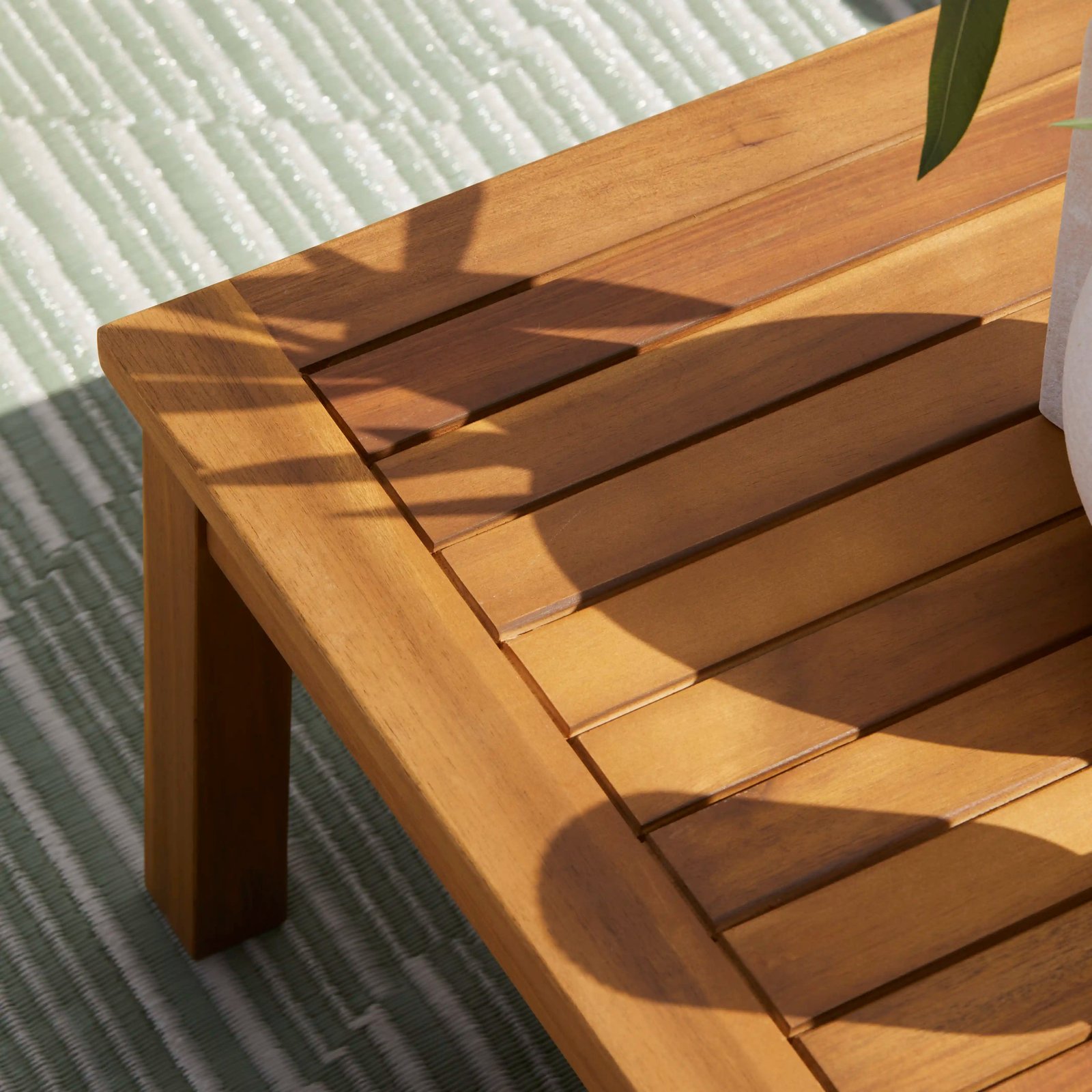Dakota Wooden Garden Corner Sofa Set with Grey LED Premium Parasol - Sand Cushions - Image 11