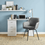 Darcy Office Swivel Chair - Grey with Black Legs - Image 8