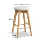 Digby Off White Boucle Swivel Backless Stools - Set of 2 - Whitewash Oak Legs - Image 8