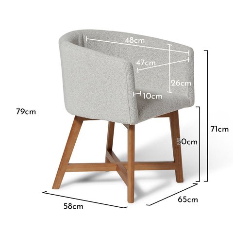 Outlet - Magnus Dove Grey Dining Chair - Oak Legs 1 Magnus dining chair - set of 2 - dove grey and oak