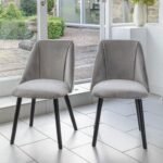 Amelia Whitewash Dining Table Set - 6 Seater - Freya Fossil Dining Chairs - Black Legs - Image 3
