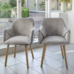 Freya Mist Grey Dining Armchairs - Set of 2 - Chalked Mangowood Legs