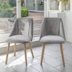 Freya Mist Grey Dining Chairs - Set of 2 - Chalked Mangowood Legs