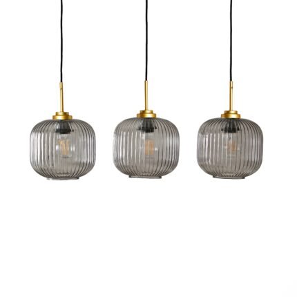 Outlet - Elland 20cm Triple Glass Pendant Lights - Gold