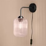 Elland Plug in Wall Light Black - Blush Pink
