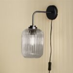 Elland Plug in Wall Light Black - Smoked Glass