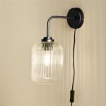 Elland Plug in Wall Light Black - Clear Glass
