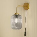Elland Plug in Wall Light Gold - Smoked Glass