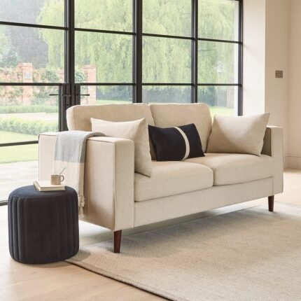 Emily 2 Seater Sofa - Sand with Pale Oak Legs