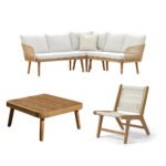 Eaden 8 Seater Corner Coffee Table Garden Set with 2 Seren Occasional Chairs - Natural - Image 13