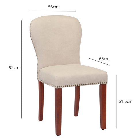 Outlet - Edward Dining Chairs - Set of 2 - Faux Leather Stone & Dark Wood 1 Outlet - Edward Dining Chairs - Set of 2 - Faux Leather Stone & Dark Wood