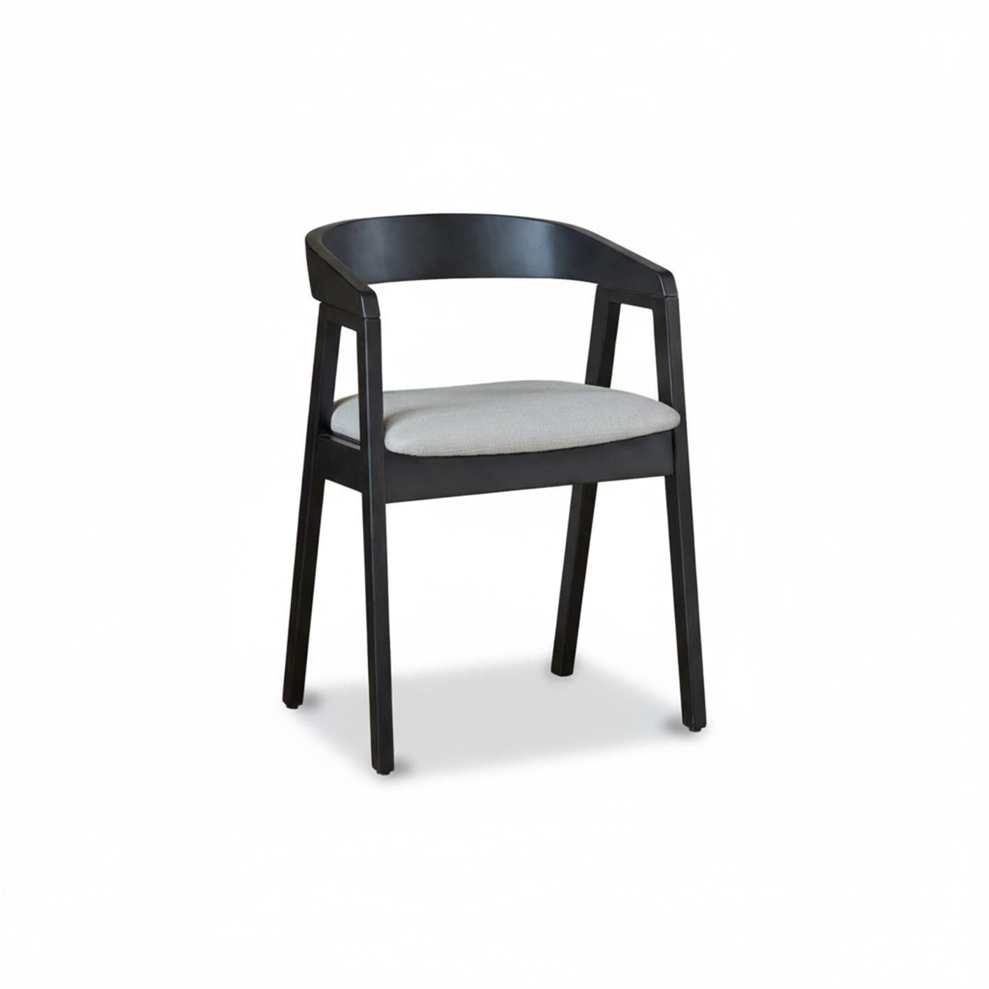 Charlotte Black Oak Round Dining Table Set - 4 Seater - Ella Black Oak Carver Chairs - Fawn Linen - Image 13