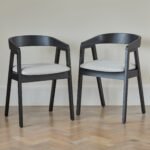 Paul Black Oak Extending Dining Table Set - 6 Seater -  Ella Fawn Linen Carver Chairs - Black Oak Legs - Image 5